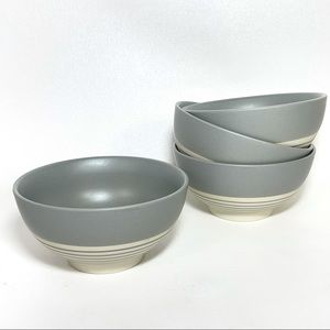 Set of 4 Canvas Home Clef Stripe Cereal Bowl Dark Grey 5.5”